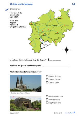 Arbeitsblatt 1B: Steckbrief Köln und Umgebung