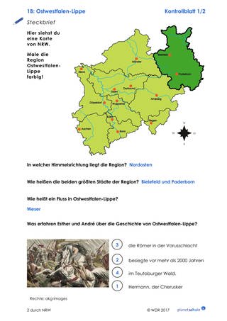 Lösungen 1B: Steckbrief Ostwestfalen-Lippe