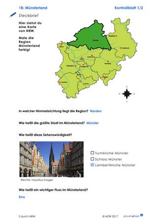 Lösungen 1B: Steckbrief Münsterland