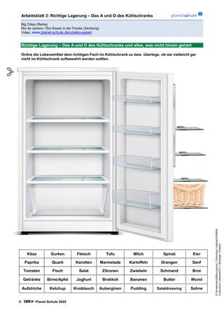 Arbeitsblatt 3: Richtige Lagerung – Das A und O des Kühlschranks