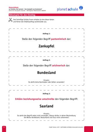 Infoblatt: Rätselspiel Saarland