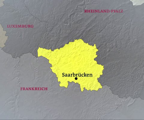 Karte, auf der Saarbrücken markiert ist