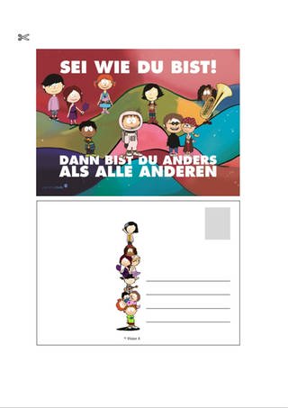 Materialblatt: Bastelvorlage Postkarte "Wie du bist"