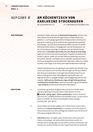 Modul 2, Aufgabe B "Am Küchentisch von Karlheinz Stockhausen"