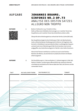 Arbeitsblatt zur Analyse der Sinfonie Nr. 2 von Johannes Brahms