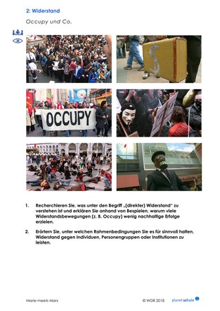 Arbeitsblatt 2: Karl Marx verstehen: Occupy und Co.