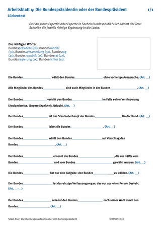 Arbeitsblatt 4: Lückentext