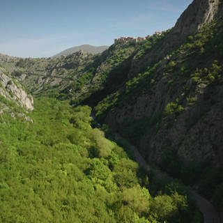 Blick auf ein bewaldetes Tal in den Abruzzen