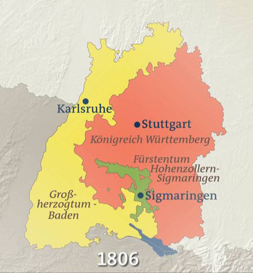 Baden-Württemberg 1806 | Karten | Inhalt | Geschichte der Bundesländer