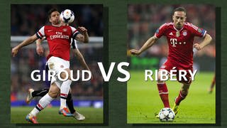 Ein Screenshot: links der Fußballer Giroud, rechts Ribéry. Die Überschrift heißt Giroud VS Ribéry.